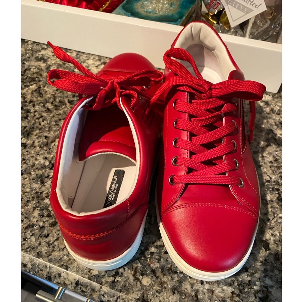 DOLCE & GABBANA ROUND TOE LEATHER SNEAKERS - Picture 6 of 8